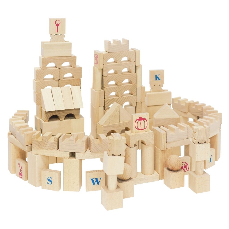 2Kids Toys - Blocchi di legno naturali, set da 220 pezzi