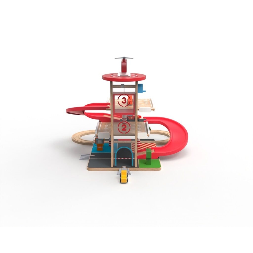 2Kids Toys - Garage in legno con binario del treno