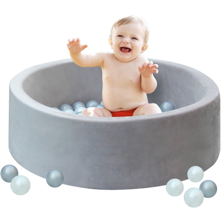 2Kids Toys - Piscina asciutta per bambini con palline, Ø 90 cm, grigio