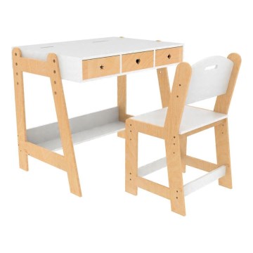 2Kids Toys - Scrivania regolabile per bambini con sedia, legno/bianco