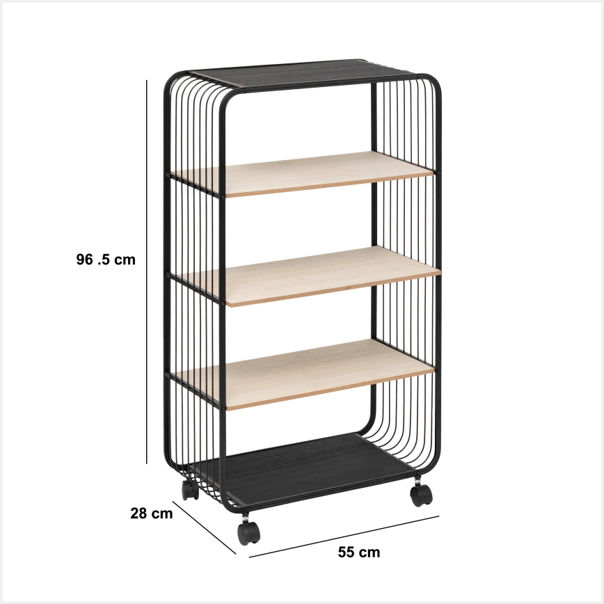 5five - Tavolino da servizio/carrello mobile COLGE 97x55 cm nero/beige
