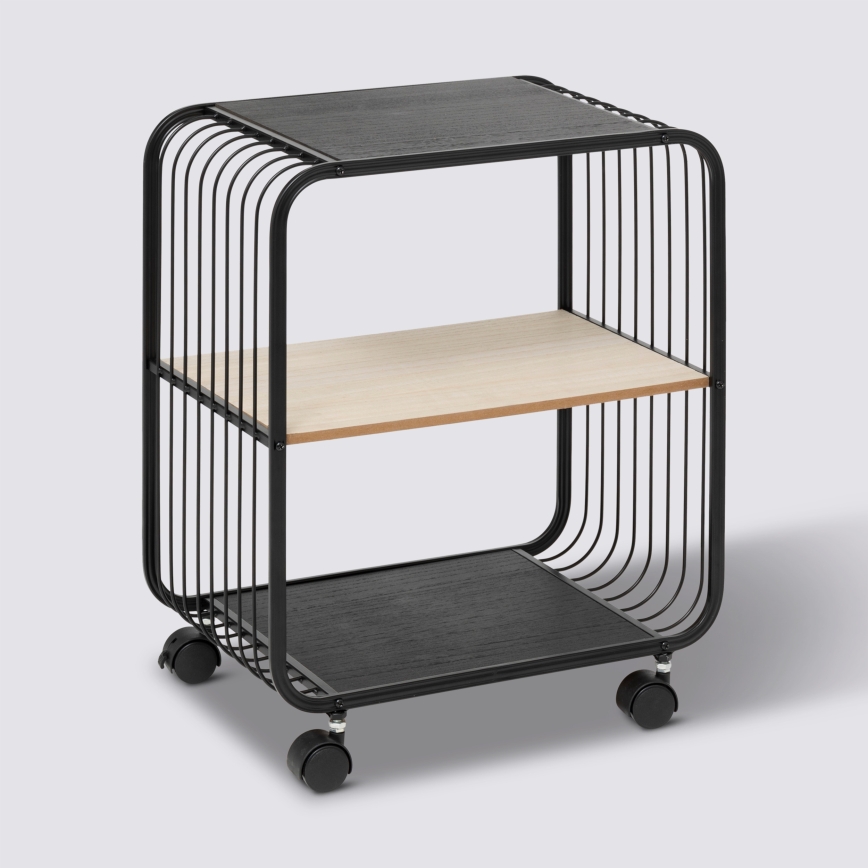 5five - Tavolino portavivande/carrello mobile COLGE 53x43 cm nero/beige