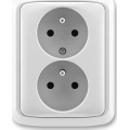 ABB 5512A-2349 S - Presa doppia domestica con cornice TANGO 250V grigia