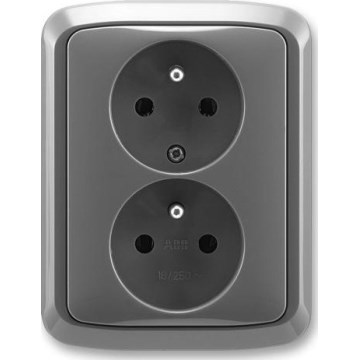 ABB 5512A-2349 S2 - Presa doppia domestica con placca TANGO 250V grigio scuro