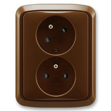 ABB 5513A-C02357 H - Presa doppia per uso domestico con cornice TANGO 250V marrone