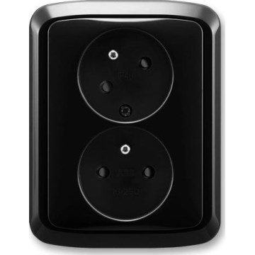 ABB 5513A-C02357 N - Presa doppia domestica con cornice TANGO 250V nera