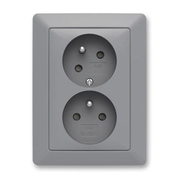ABB 5513T-C02157 141 - Presa doppia domestica con placca ZONI 250V grigia