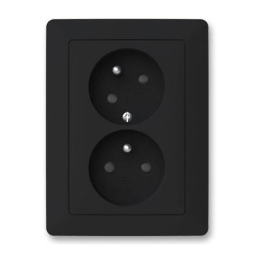 ABB 5513T-C02157 237 - Presa doppia da parete per uso domestico con cornice ZONI 250V nero opaco