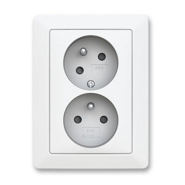 ABB 5513T-C02157 240 - Doppia presa domestica con placca ZONI 250V bianco opaco