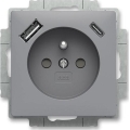 ABB 5569T-A32357 241 - Presa domestica senza placca ZONI 250V 1xUSB A+C grigia