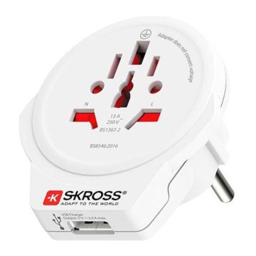 Adattatore da viaggio Europe USB per stranieri in Repubblica Ceca, USB-A da 12W tipo E/F