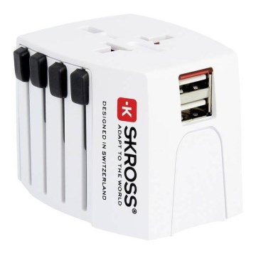 Adattatore da viaggio internazionale 230V + 2x porte USB