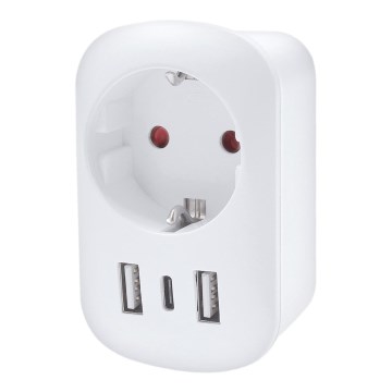 Adattatore da viaggio per il Regno Unito 230V, 2x USB-A + 1x USB-C