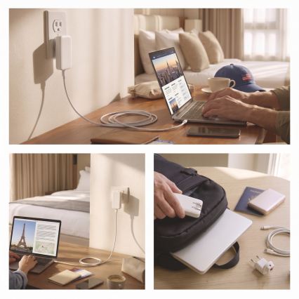 Adattatore da viaggio USB GaN con spine intercambiabili 100-250V