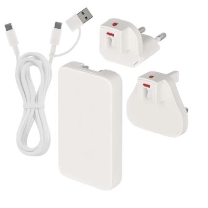 Adattatore da viaggio USB GaN con spine intercambiabili 100-250V