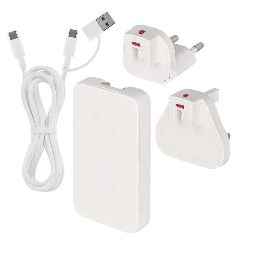 Adattatore da viaggio USB GaN con spine intercambiabili 100-250V