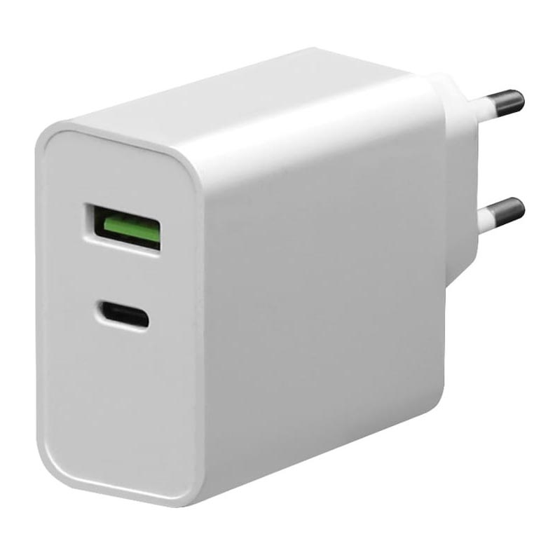 Adattatore di ricarica USB-C Power Delivery + USB-A 45W/230V bianco