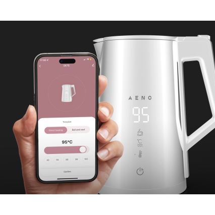 AENO - Bollitore elettrico intelligente con display LED 1,7 l 2200 W/230 V bianco