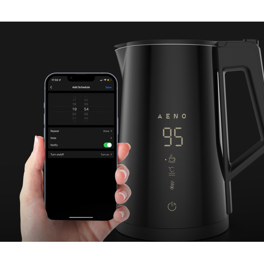 AENO - Bollitore elettrico intelligente con display LED 1,7 l 2200W/230V nero