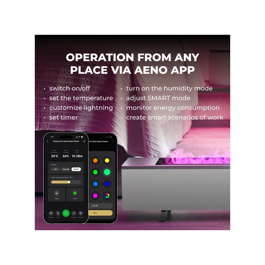 AENO - Convettore elettrico intelligente 1000/2000W bianco