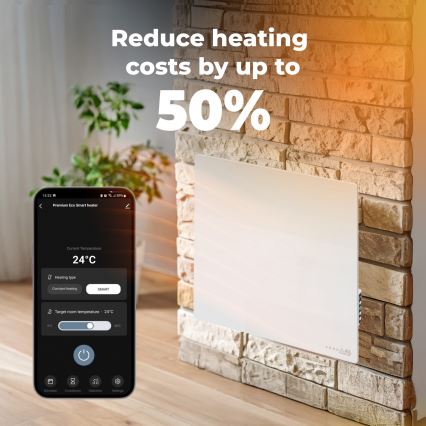 AENO - Pannello a infrarossi elettrico intelligente 500 W con timer/termostato Wi-Fi, bianco