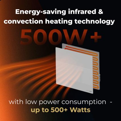 AENO - Pannello a infrarossi elettrico intelligente 500 W con timer/termostato Wi-Fi, bianco