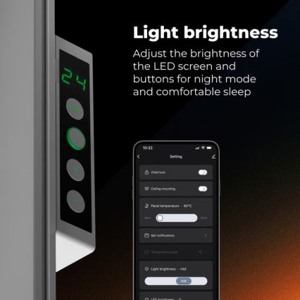 AENO - Pannello a infrarossi elettrico intelligente 500 W con timer/termostato Wi-Fi, bianco