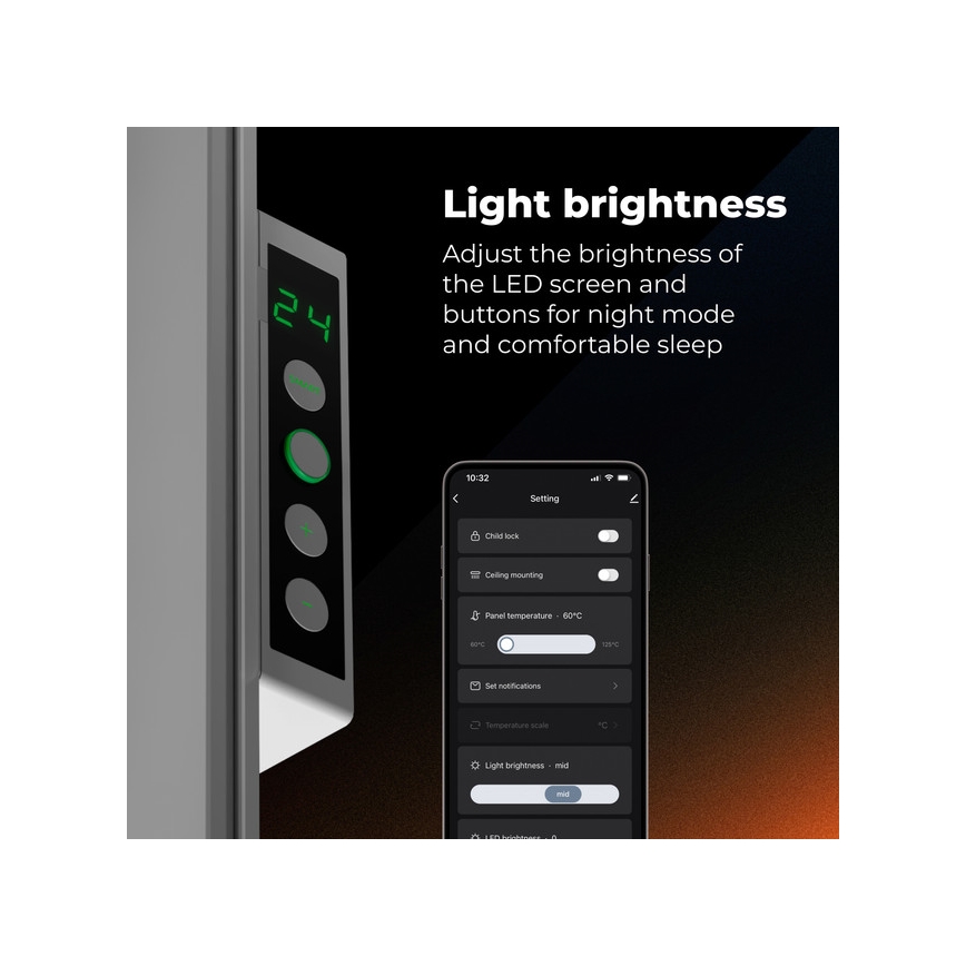 AENO - Pannello a infrarossi elettrico intelligente 500 W con timer/termostato Wi-Fi, bianco