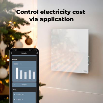 AENO - Pannello a infrarossi elettrico intelligente 500 W con timer/termostato Wi-Fi, bianco