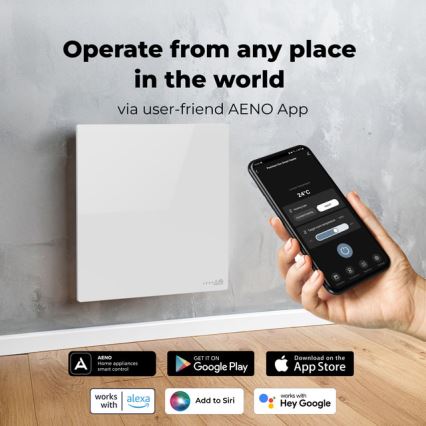 AENO - Pannello a infrarossi elettrico intelligente 500 W con timer/termostato Wi-Fi, bianco