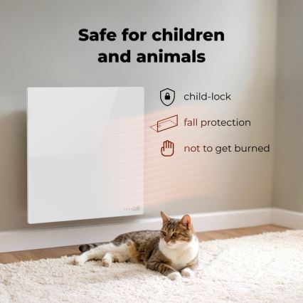 AENO - Pannello a infrarossi elettrico intelligente 500 W con timer/termostato Wi-Fi, bianco