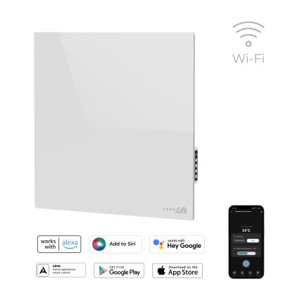 AENO - Pannello a infrarossi elettrico intelligente 500 W con timer/termostato Wi-Fi, bianco