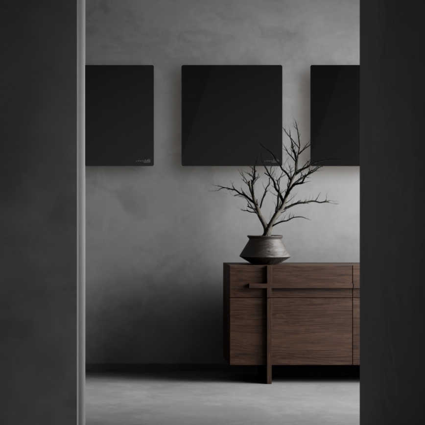 AENO - Pannello a infrarossi elettrico intelligente 500W con timer/termostato Wi-Fi, nero