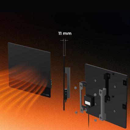 AENO - Pannello a infrarossi elettrico intelligente 500W con timer/termostato Wi-Fi, nero