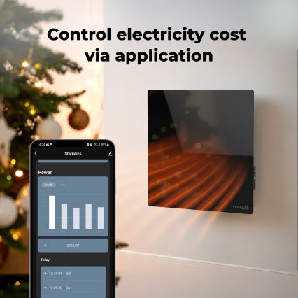 AENO - Pannello a infrarossi elettrico intelligente 500W timer/termostato Wi-Fi bianco