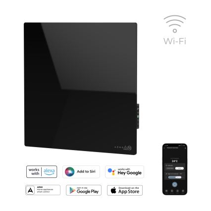 AENO - Pannello a infrarossi elettrico intelligente 500W timer/termostato Wi-Fi bianco