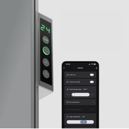 AENO - Pannello elettrico intelligente a infrarossi con LED display 700W timer/termostato IP44 Wi-fi grigio