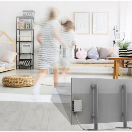 AENO - Pannello elettrico intelligente a infrarossi con LED display 700W timer/termostato IP44 Wi-fi grigio