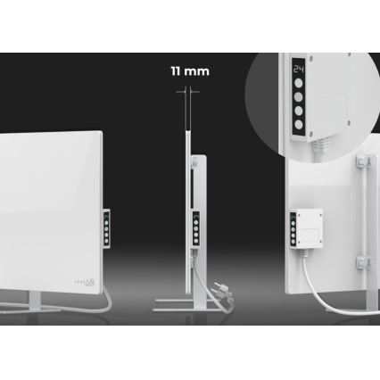 AENO - Pannello elettrico intelligente a infrarossi con LED display 700W timer/termostato IP44 Wi-fi bianco