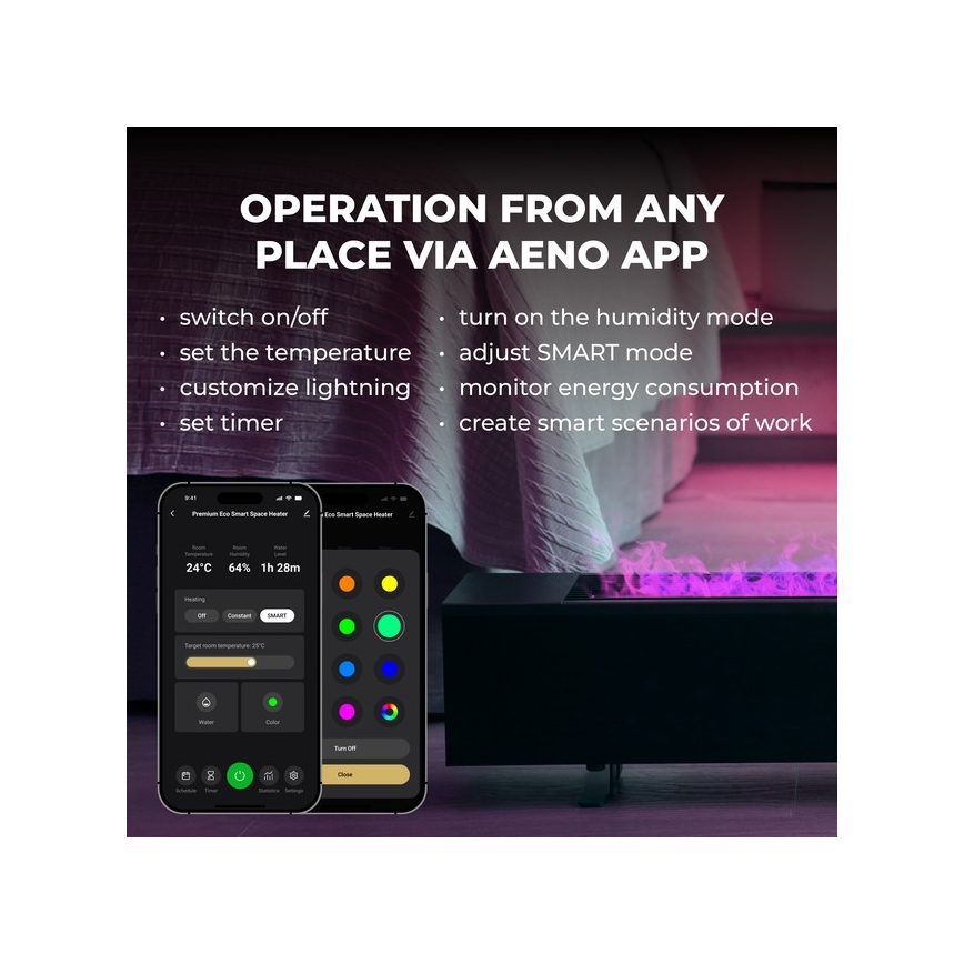 AENO - Riscaldatore elettrico intelligente/convettore 1000/2000W nero