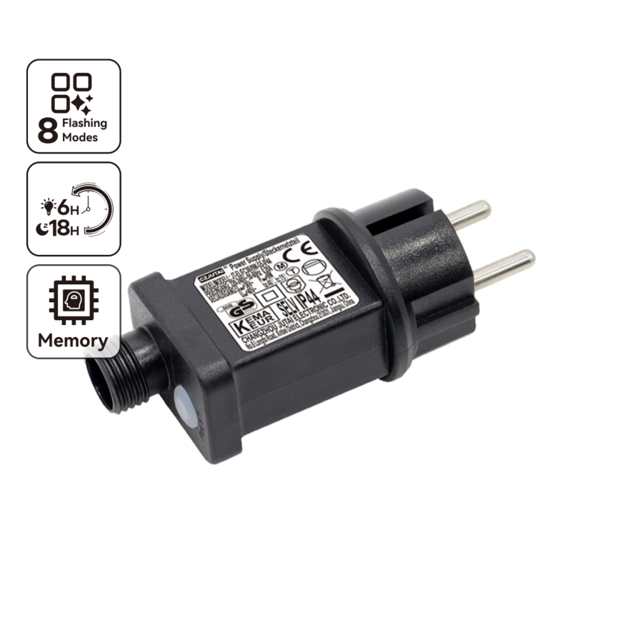 Aigostar - Adattatore di alimentazione esterno 9W/31V/8 funzioni IP44 nero