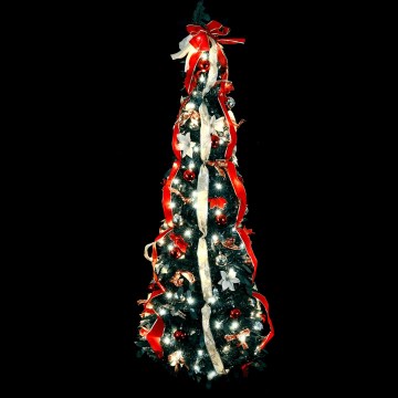 Aigostar - Albero di Natale da esterno a LED, 80 LED, 1,2 m, IP44, rosso/bianco freddo