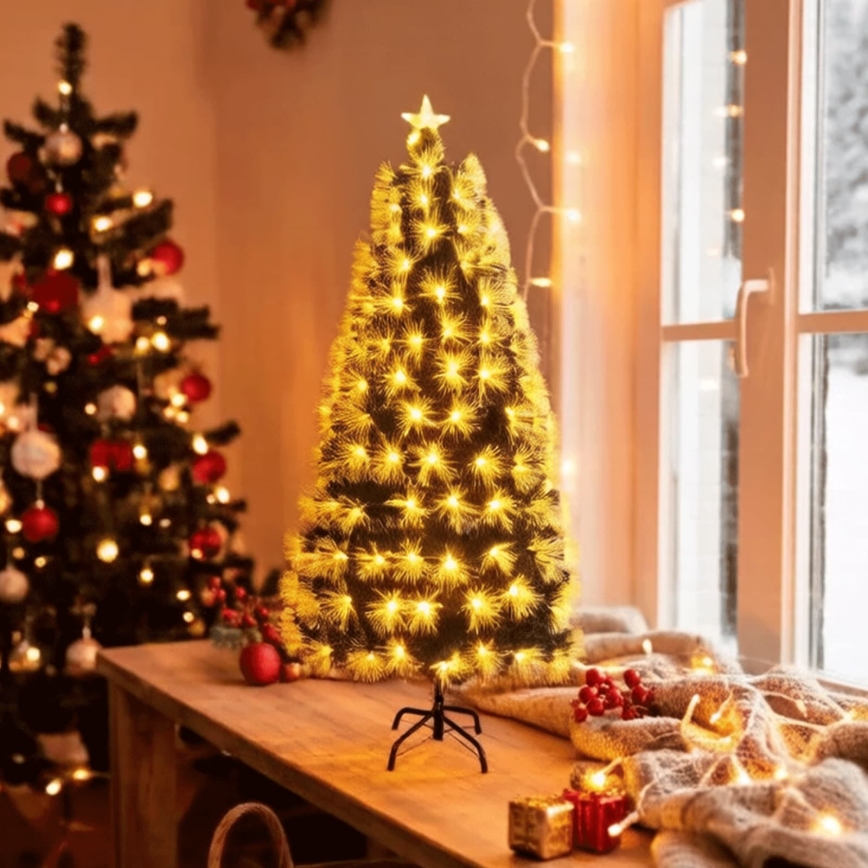 Aigostar - Albero di Natale da esterno a LED 85xLED/8 funzioni 0,9 m IP44 bianco caldo