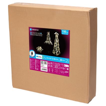 Aigostar - Albero di Natale LED da esterno 150 LED 1,8 m IP44 bianco/oro bianco freddo
