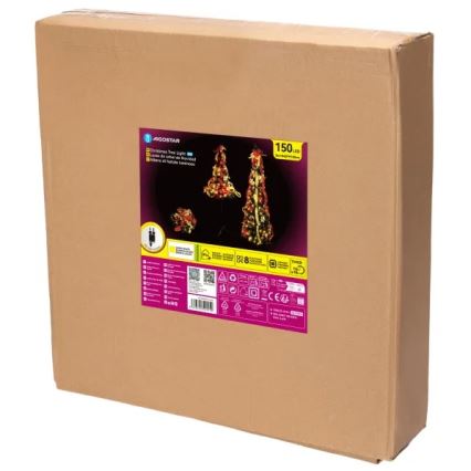 Aigostar - LED Albero di Natale da esterno 150 LED 1,8m IP44 rosso/oro bianco caldo