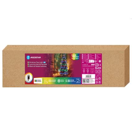 Aigostar - Albero di Natale LED da esterno, 165 LED, 8 funzioni, 1,5 m, IP44, multicolore