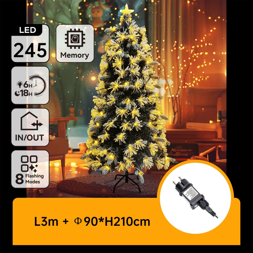 Aigostar - Albero di Natale LED da esterno 245 LED/8 funzioni 2,1 m IP44 bianco caldo