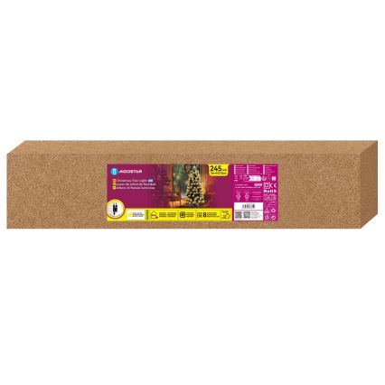 Aigostar - Albero di Natale LED da esterno 245 LED/8 funzioni 2,1 m IP44 bianco caldo