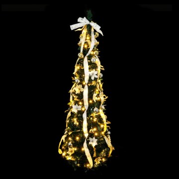Aigostar - Albero di Natale LED da esterno 80 LED 1,2 m IP44 bianco/oro luce calda