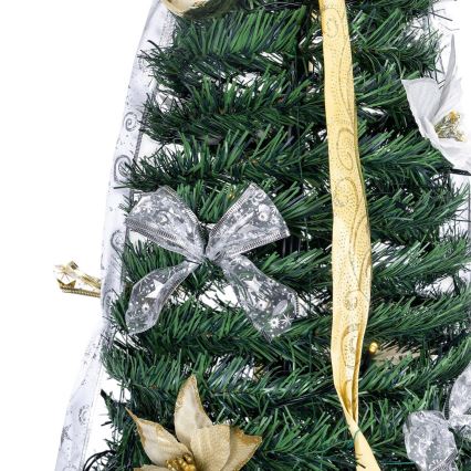 Aigostar - Albero di Natale da esterno a LED 80 LED 1,2 m IP44 bianco/oro, luce bianca fredda